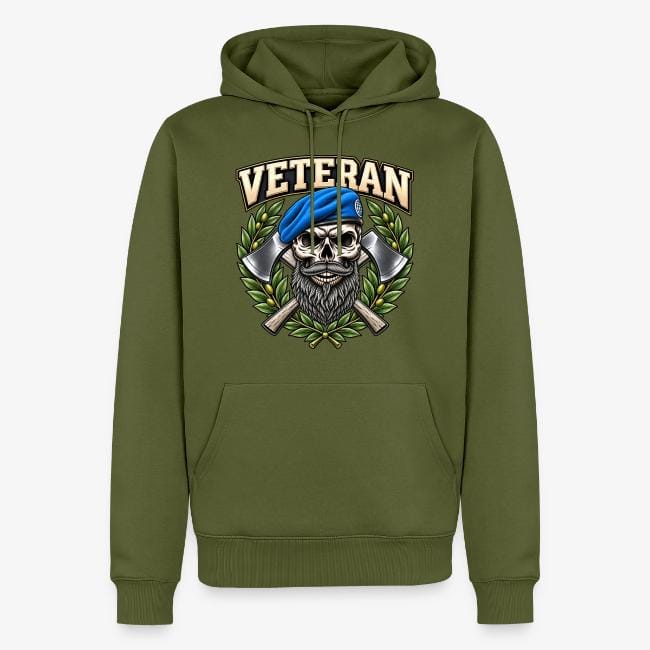 Veteran - Dödskalle med blå basker och yxor