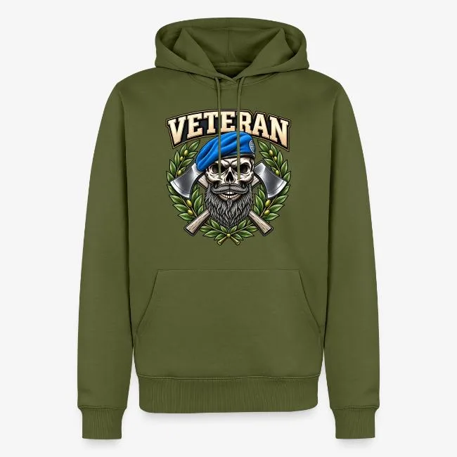 Veteran - Dödskalle med blå basker och yxor